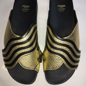Fendi Gold/Black Edition Sandals